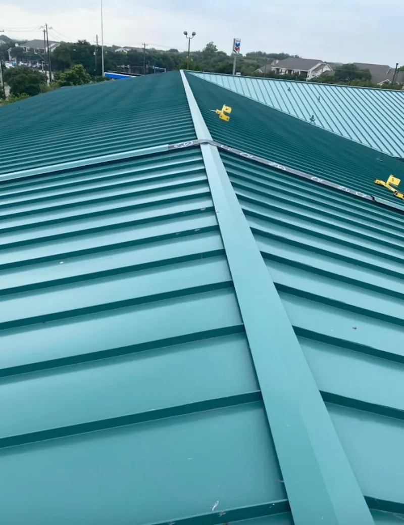Green commercial metal roof ridge and valley for Metal Roof Repair in West Brandywine